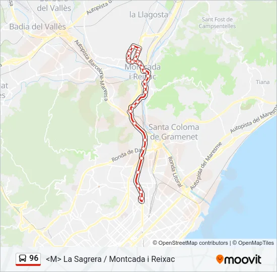 96 Bus Line Map