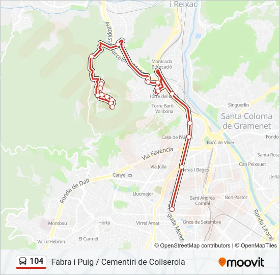 104 Bus Line Map