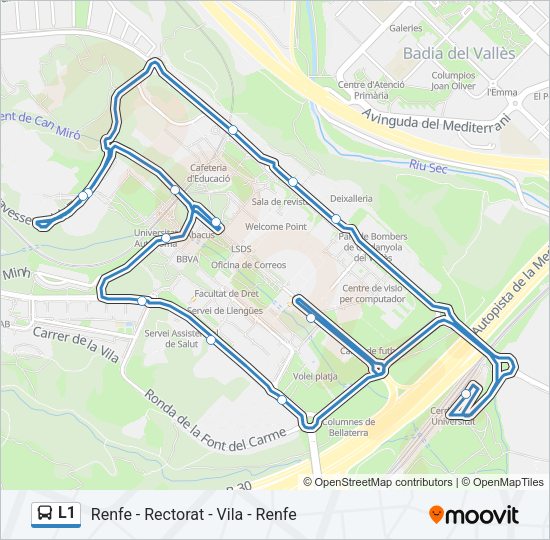 Mapa de L1 de autobús