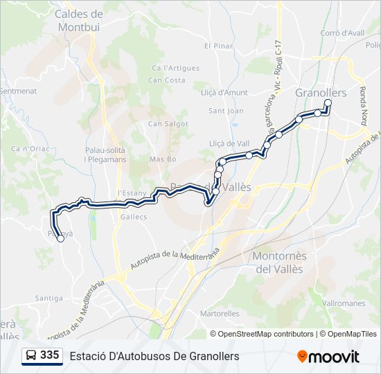 Mapa de 335 de autobús