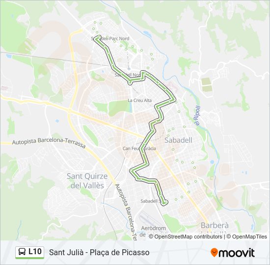 Mapa de L10 de autobús