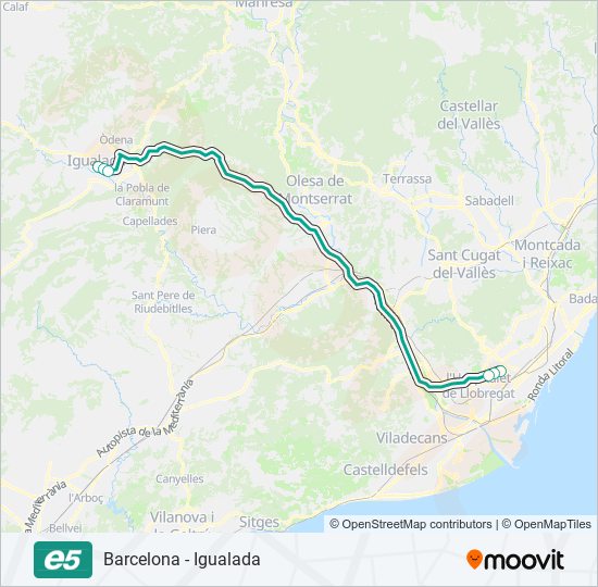 E5 bus Mapa de línia