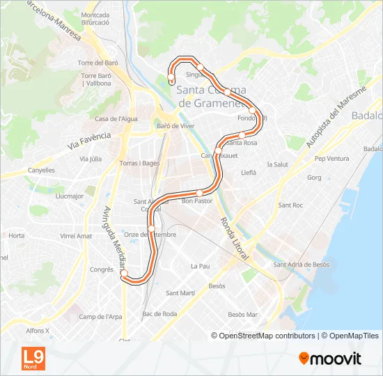 L9N Metro Line Map