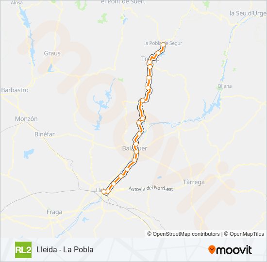 RL2 tren Mapa de línia