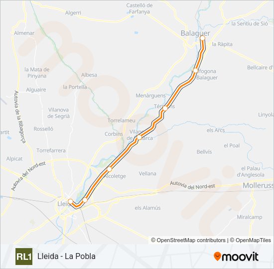 Mapa de RL1 de tren