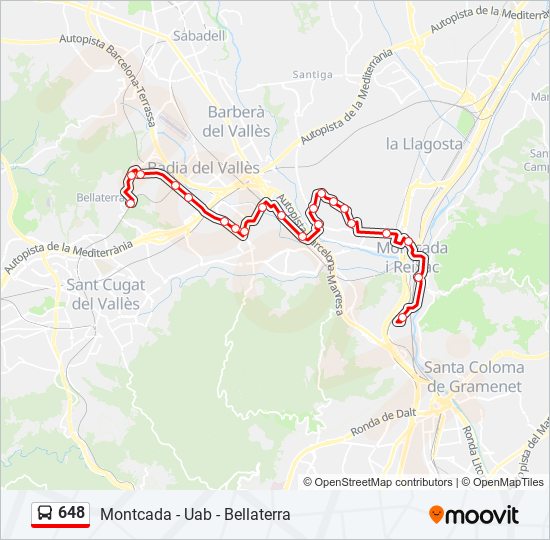 648 bus Mapa de línia