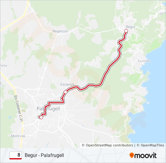 Mapa de 8 de autobús