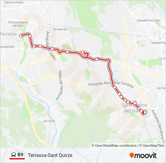 Mapa de B9 de autobús