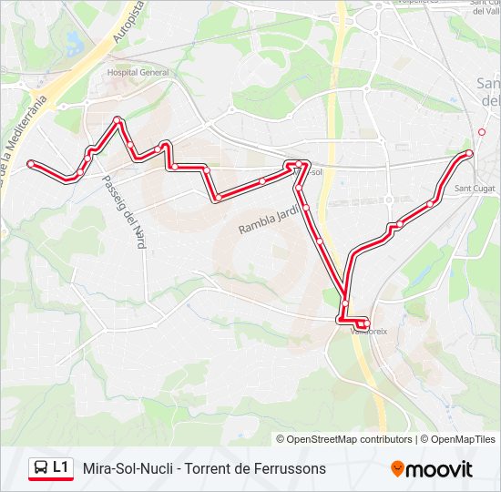 Mapa de L1 de autobús