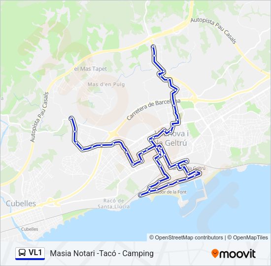 Mapa de VL1 de autobús