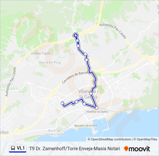 Mapa de VL1 de autobús