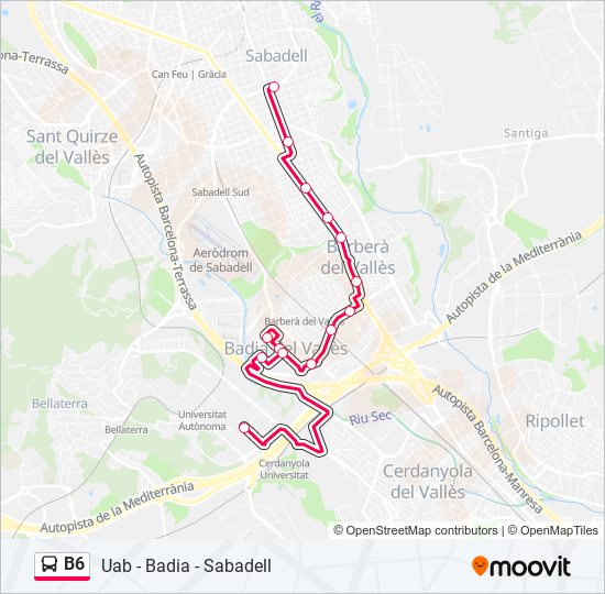 B6 bus Line Map