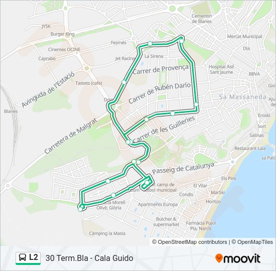 Mapa de L2 de autobús