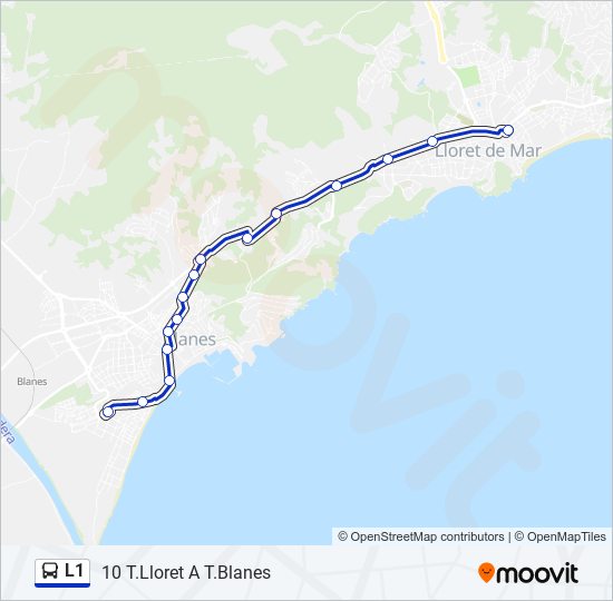 Mapa de L1 de autobús