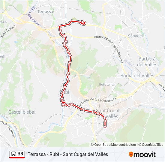 B8 bus Mapa de línia