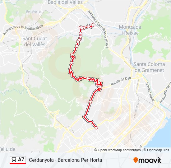 Mapa de A7 de autobús