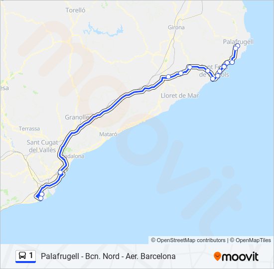 Mapa de 1 de autobús