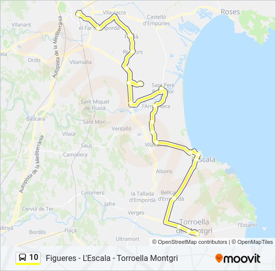 Mapa de 10 de autobús