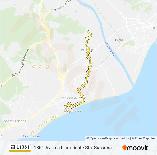L1361 Bus Line Map
