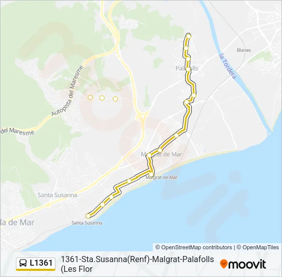 L1361 Bus Line Map