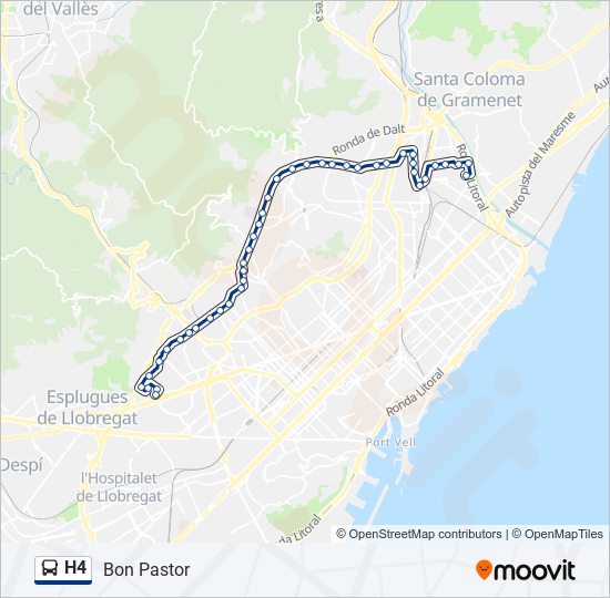 Mapa de H4 de autobús