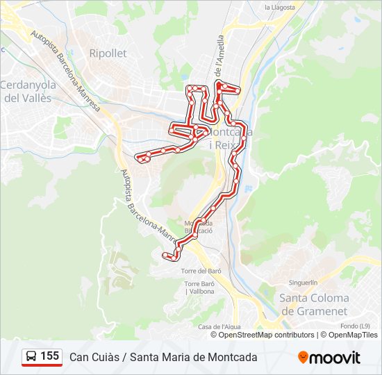 Mapa de 155 de autobús