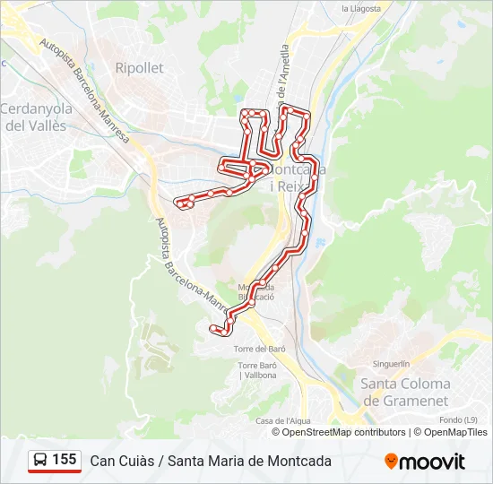 155 Bus Line Map