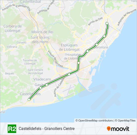 R2 train Line Map