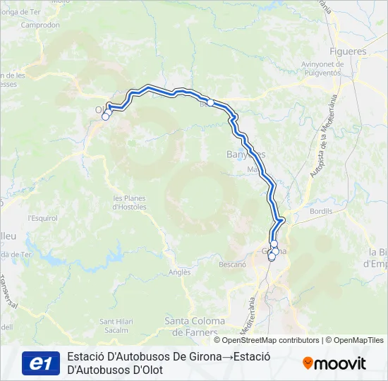 E1 Bus Line Map