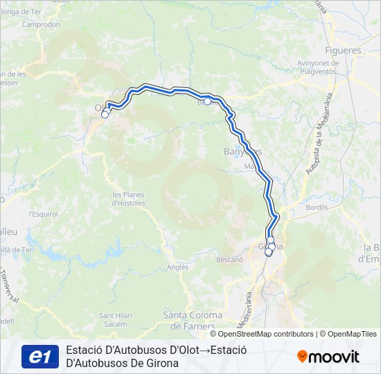 E1 Bus Line Map