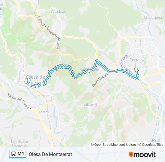 Mapa de M1 de autobús
