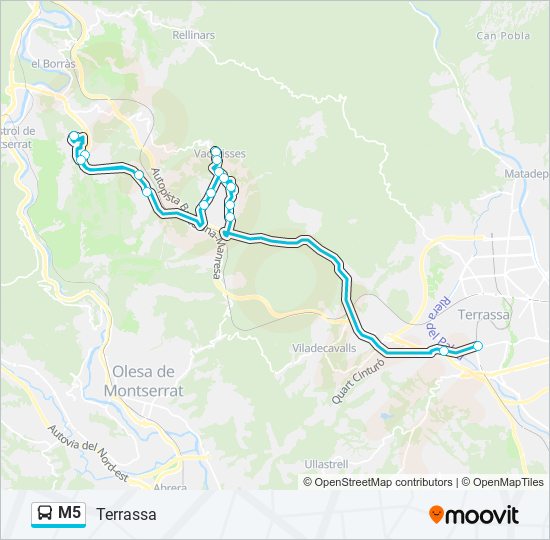 Mapa de M5 de autobús