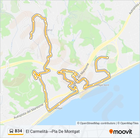 B34 Bus Line Map
