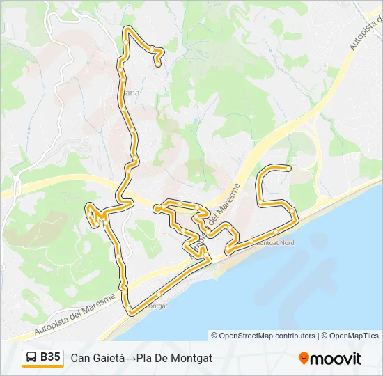 B35 bus Mapa de línia