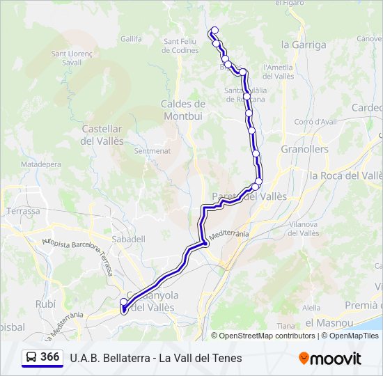 Mapa de 366 de autobús