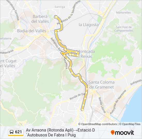 621 Bus Line Map