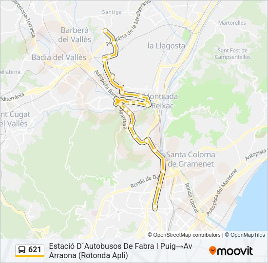 621 Bus Line Map