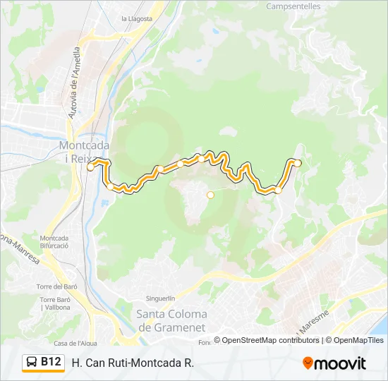 B12 Bus Line Map