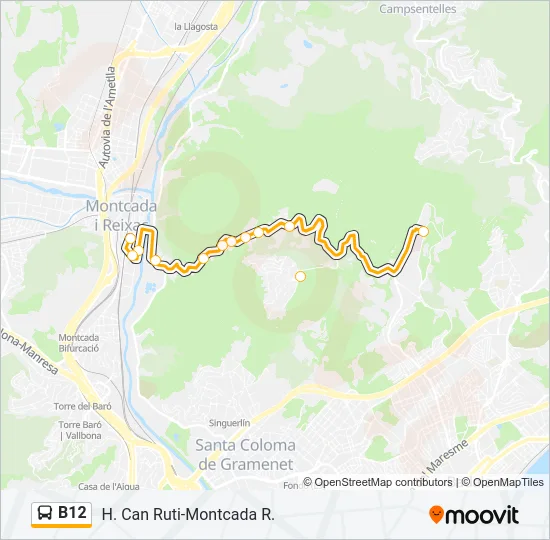 B12 Bus Line Map