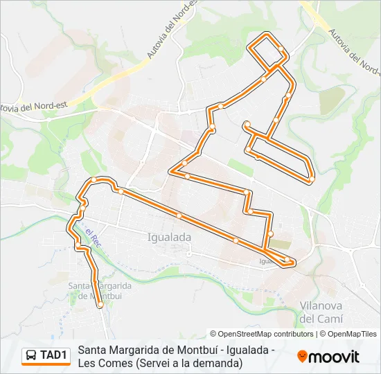 TAD1 Bus Line Map