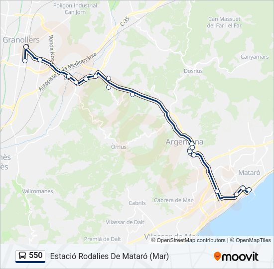 Mapa de 550 de autobús
