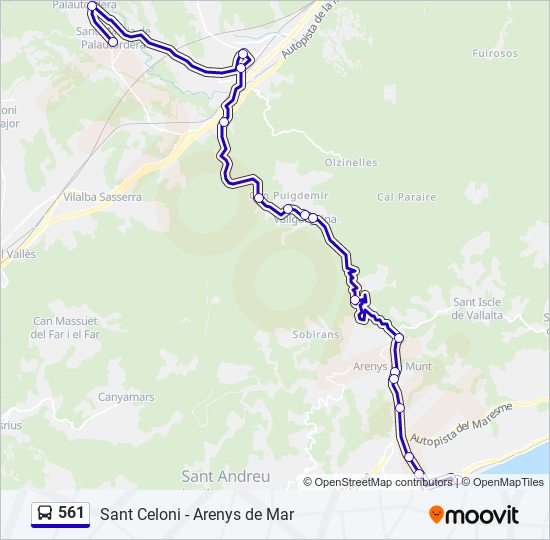 Mapa de 561 de autobús
