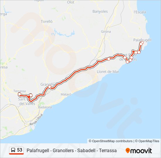 Mapa de 53 de autobús