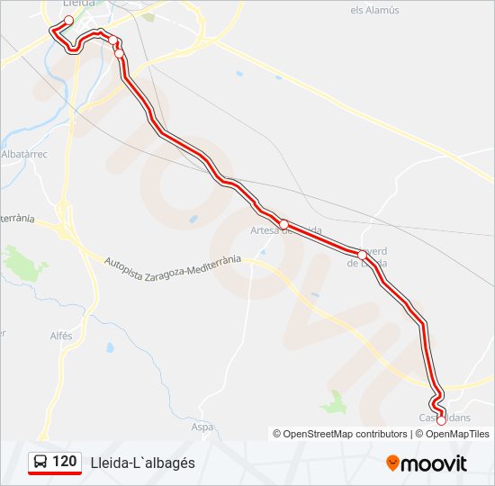 Mapa de 120 de autobús