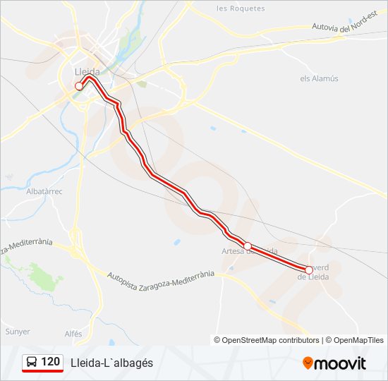 Mapa de 120 de autobús