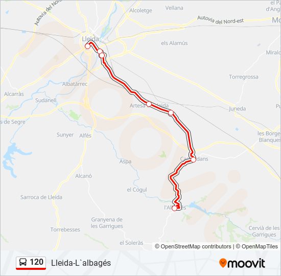 Mapa de 120 de autobús