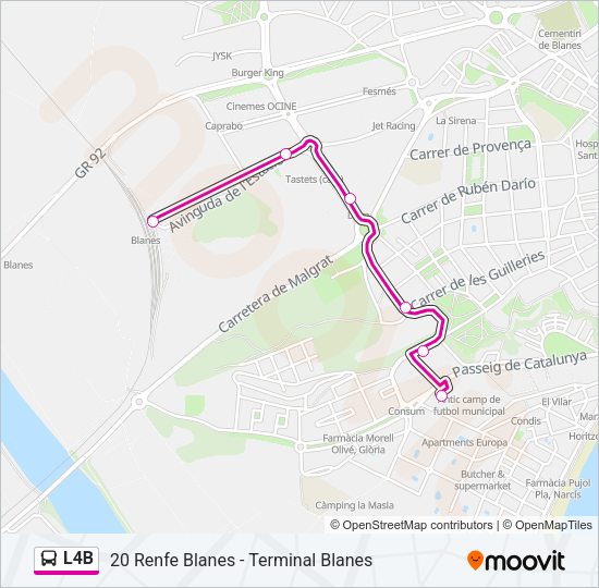 Mapa de L4B de autobús