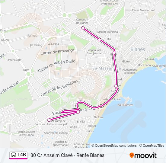 Mapa de L4B de autobús