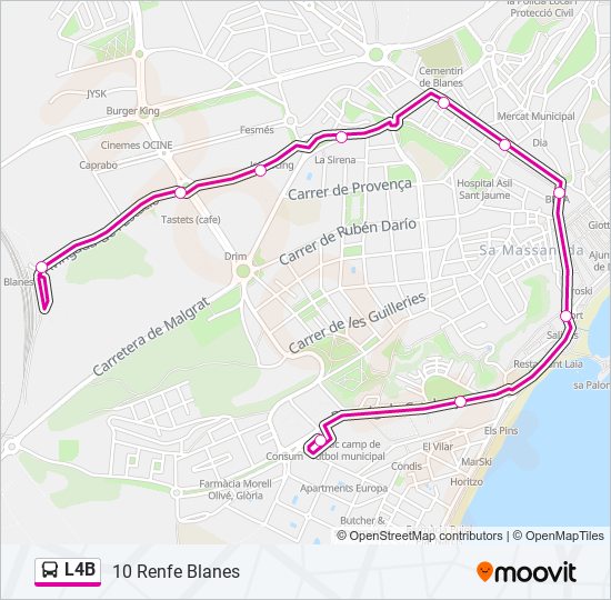 Mapa de L4B de autobús