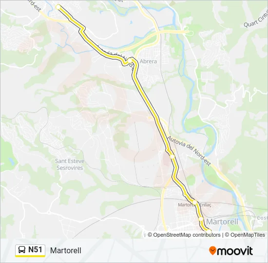 N51 Bus Line Map